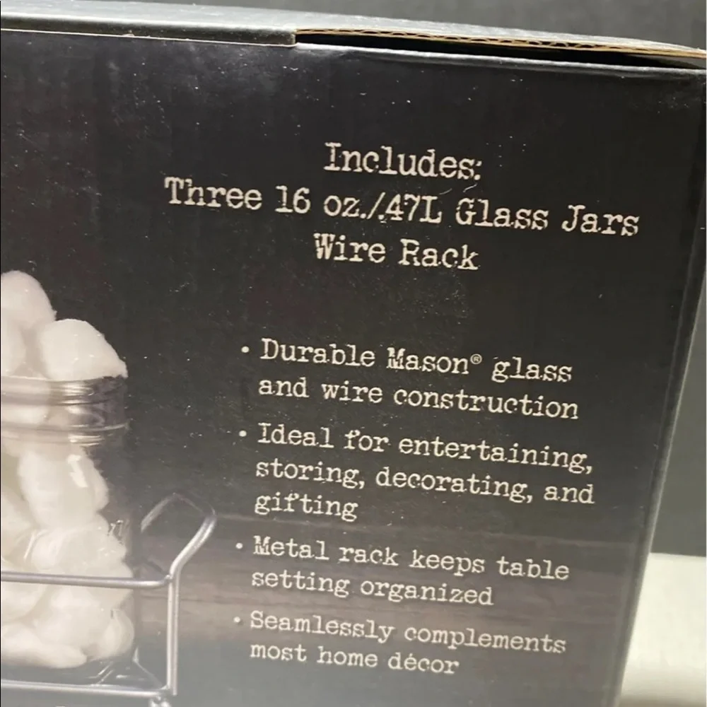 Mason Clear Glass Jar Caddy Set with Black Caddy